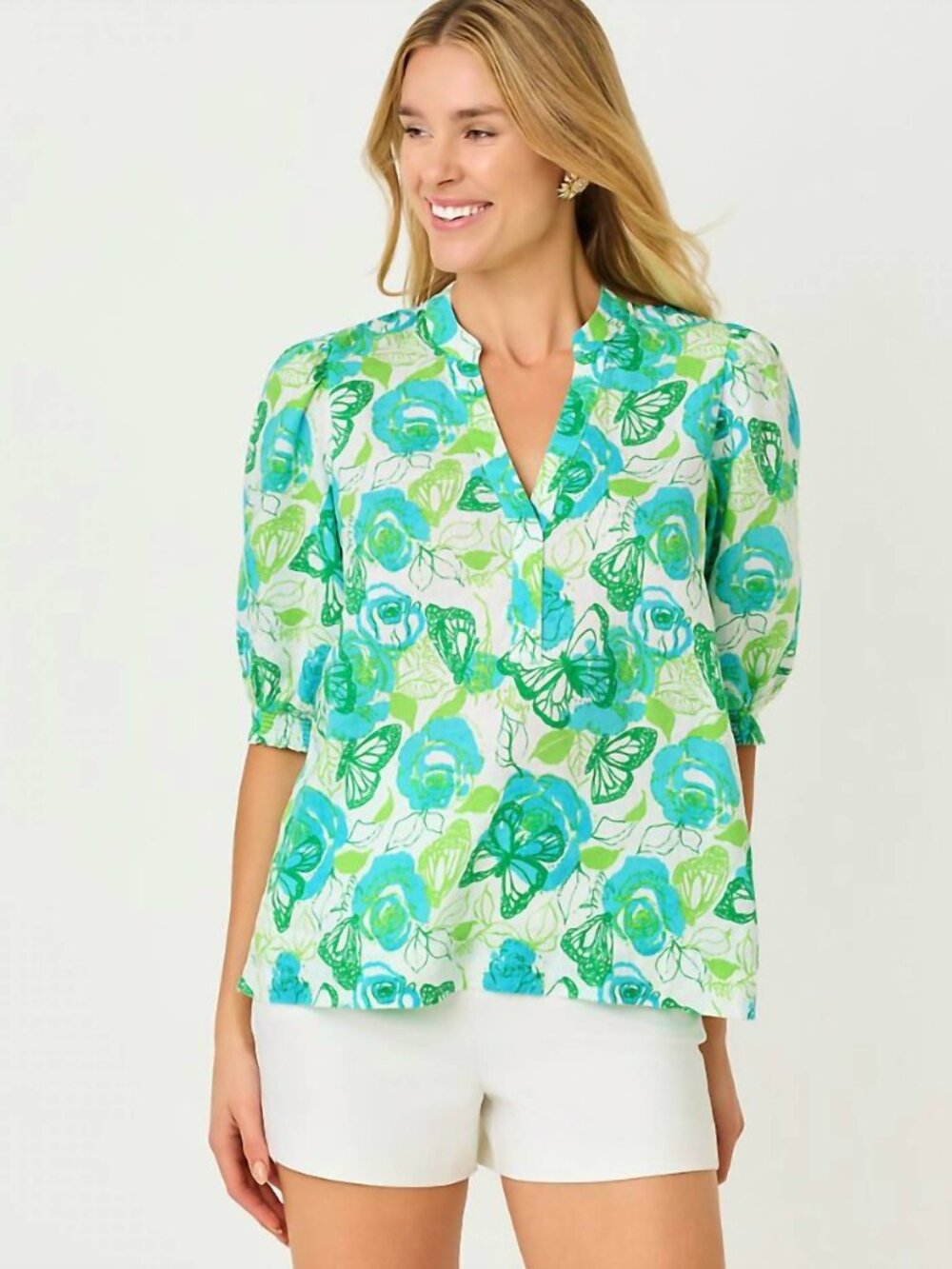 New Lilly Pulitzer Mialeigh Monarch Rose Butterfly Top Size Large Floral